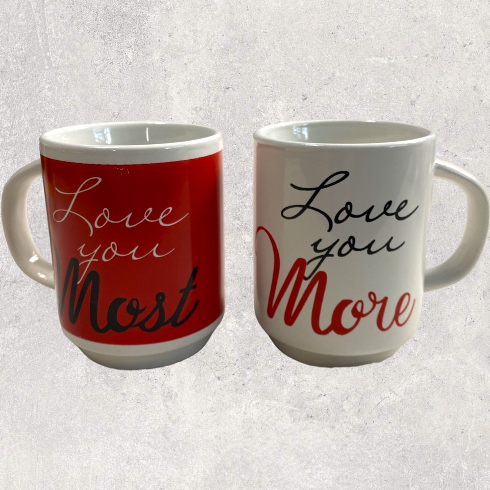 2 Mugs ❤️ Love You MOST, Love You MORE ❤️ Coffee Cup Set